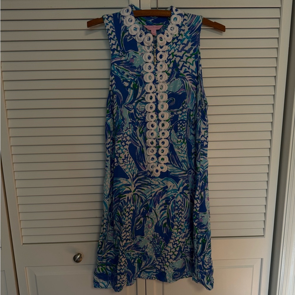 Lilly Pulitzer Blue, White & Green Printed Mini Dress